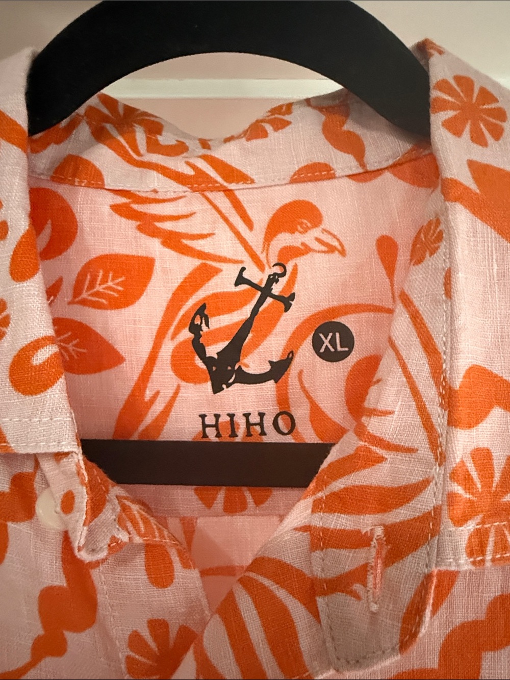 $110 NWT HIHO XL New Linen Men’s Orange Casual Button-Down short sleeve Shirt